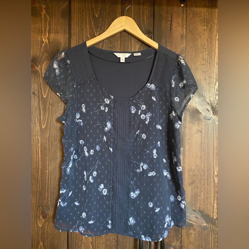Career Apparel - Slate Blue Blouse by Lauren Conrad